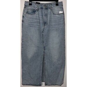 Women’s BLANKNYC Denim Maxi Skirt Size 29 Front Slit Light Wash